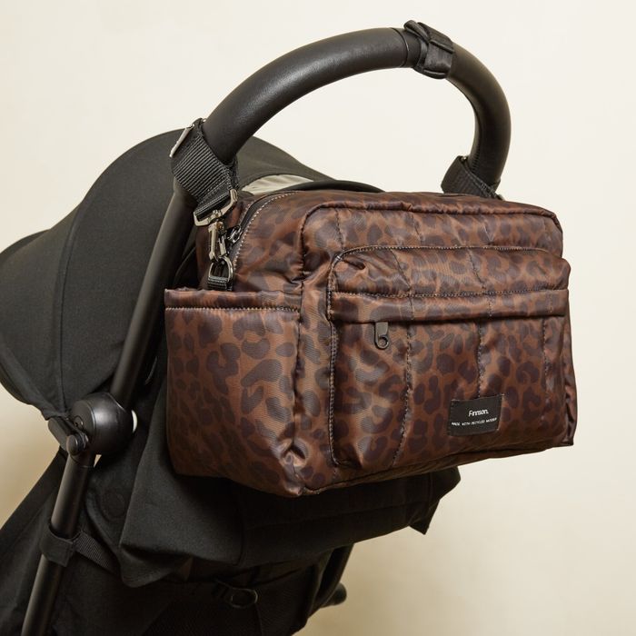 FREYA Eco Oversized Stroller Organiser with Stroller Clips - Chocolate Leopard