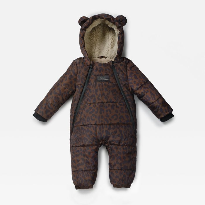 ANDERS Eco Snowsuit - Chocolate Leopard (Footless)