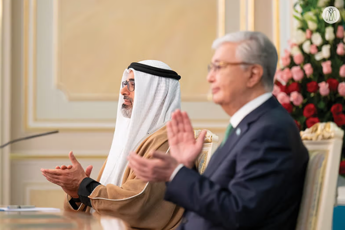 His Excellency Dr Sultan Ahmed Al Jaber, UAE Minister of Industry and Advanced Technology and Chairman of Masdar, and Nurlan Zhakupov, Chief Executive Officer of Samruk-Kazyna