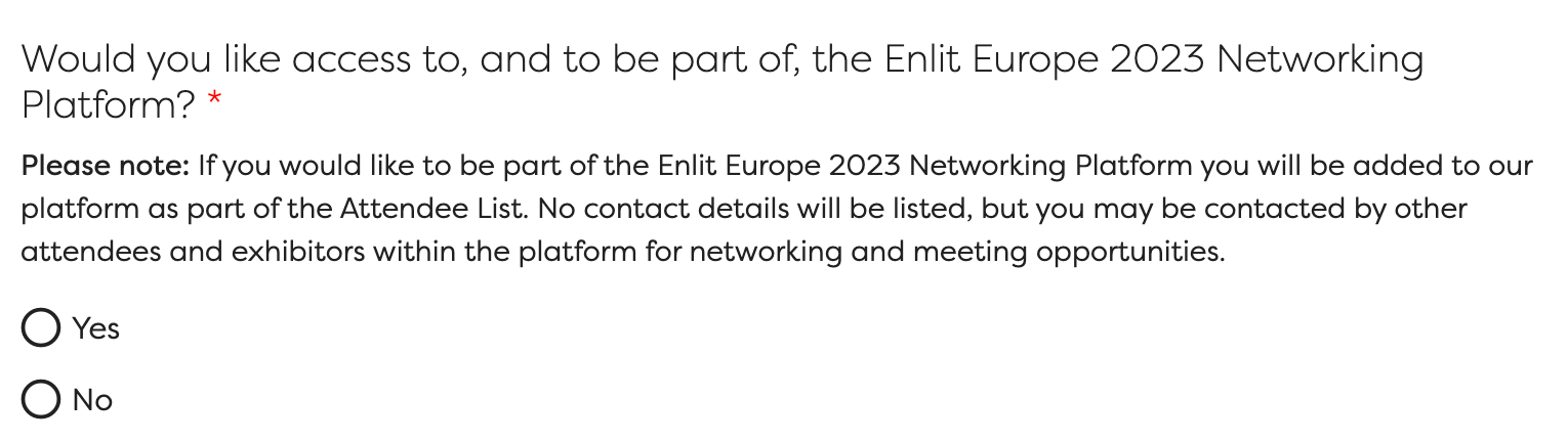 Enlit Europe 2023 Registration question