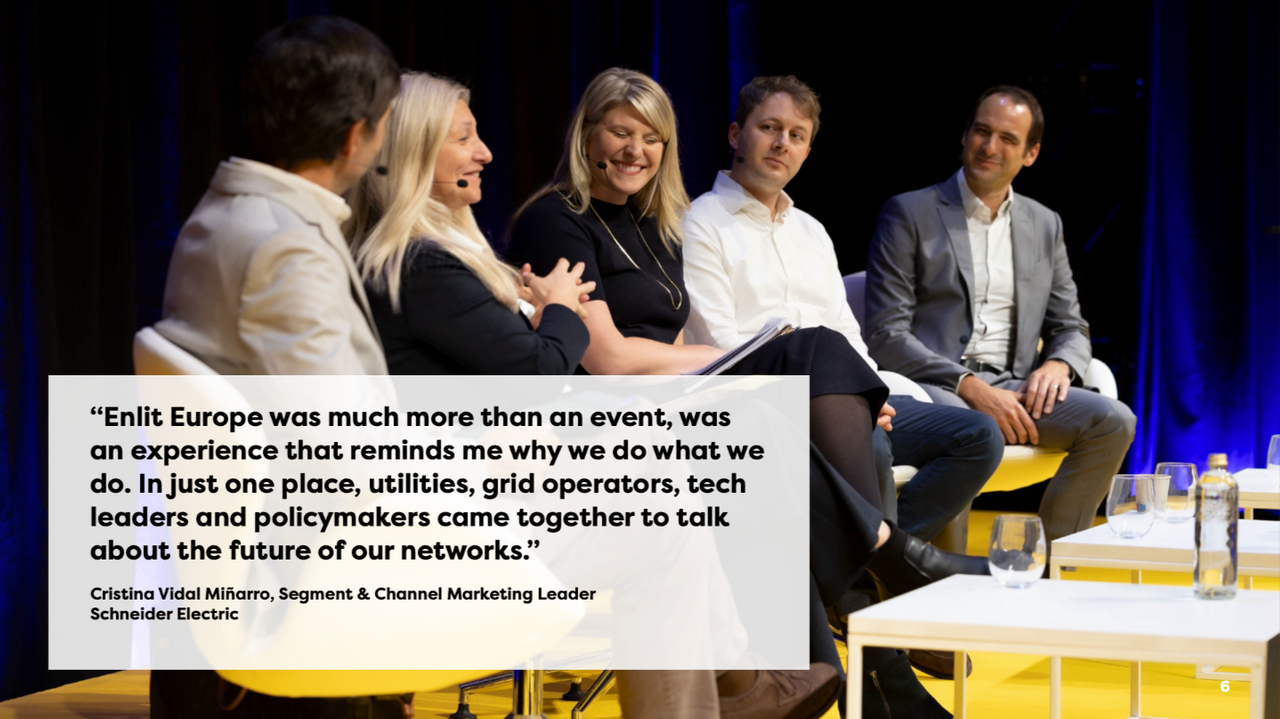 Enlit Europe 2025 summit speakers on stage during a session