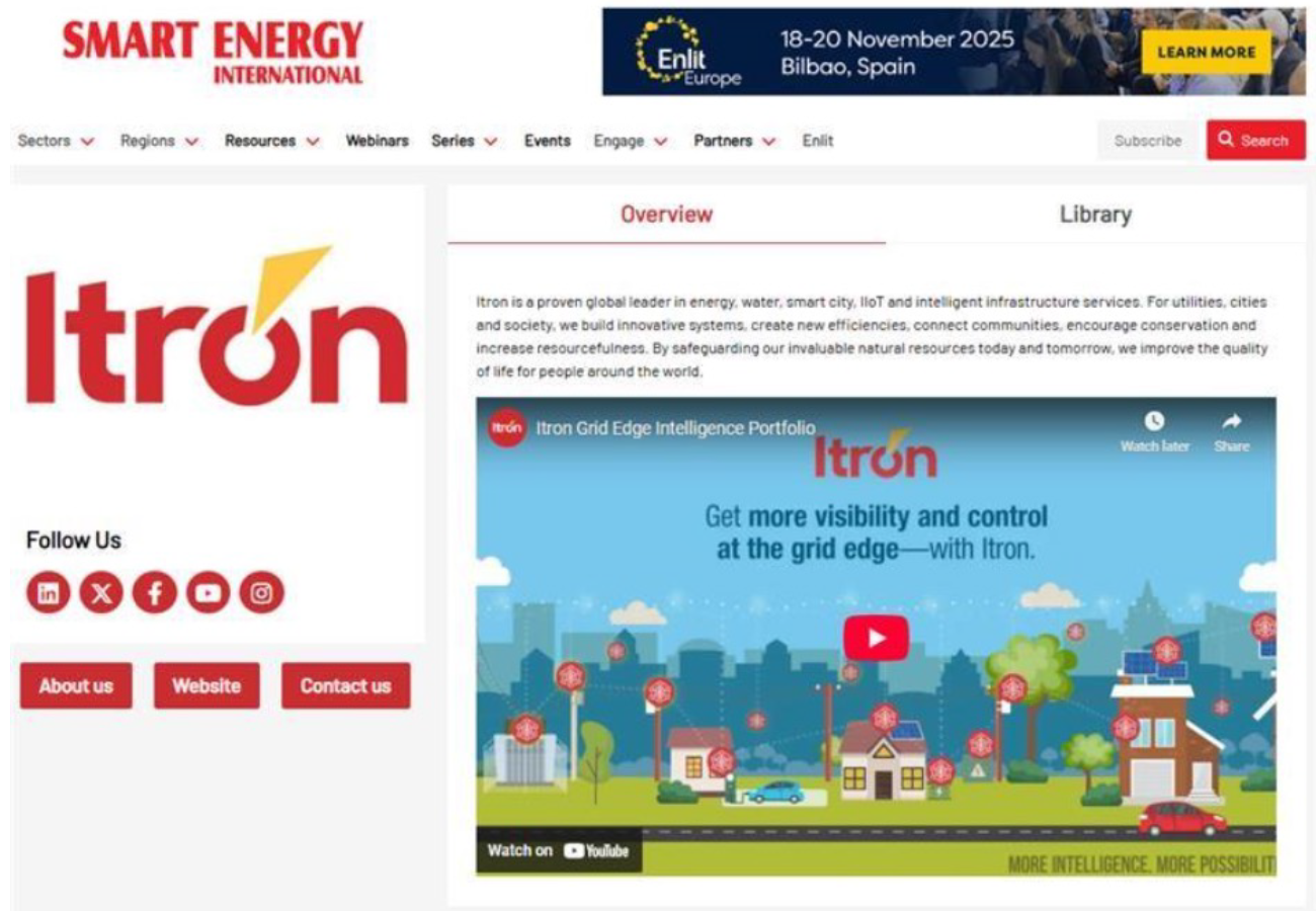 Smart Energy International Itron profile