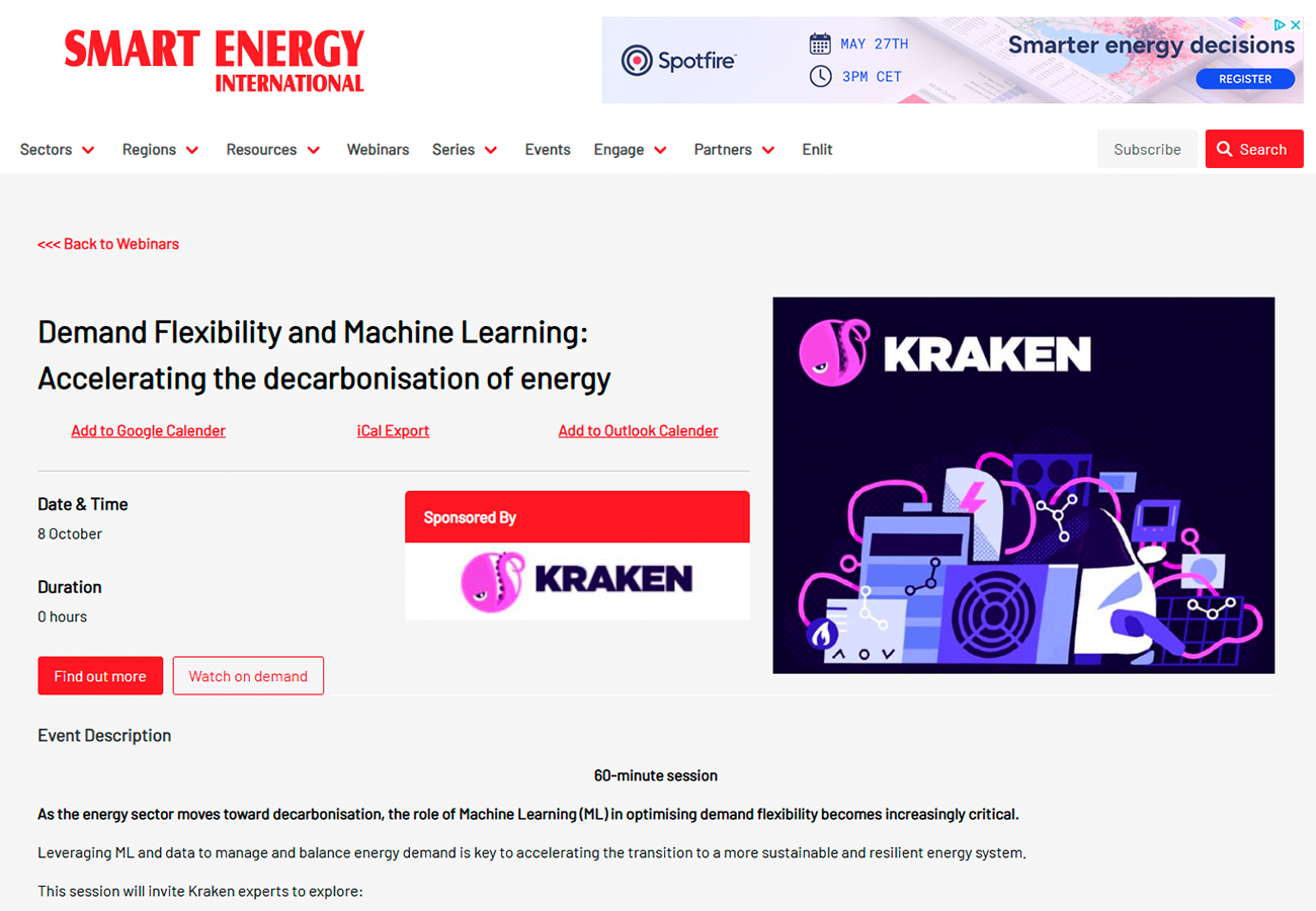Smart Energy International Kraken webinar Demand Flexibility and Machine Learning