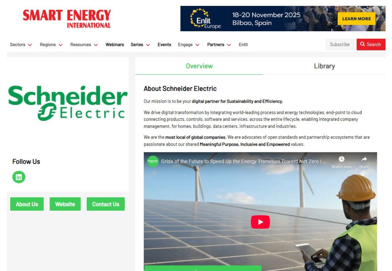 Smart Energy International Schneider Electric profile