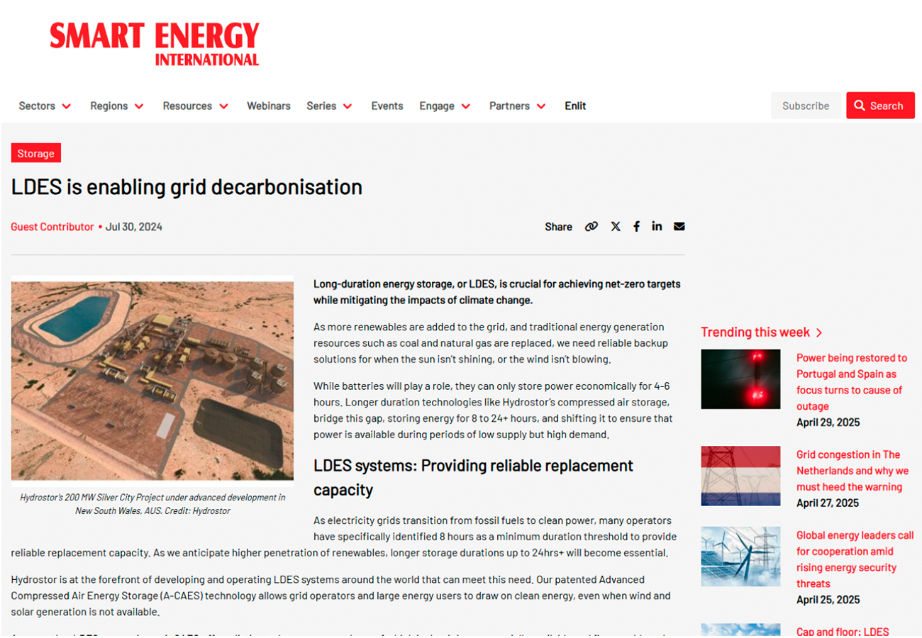 Smart Energy International Hydrostor LDES
