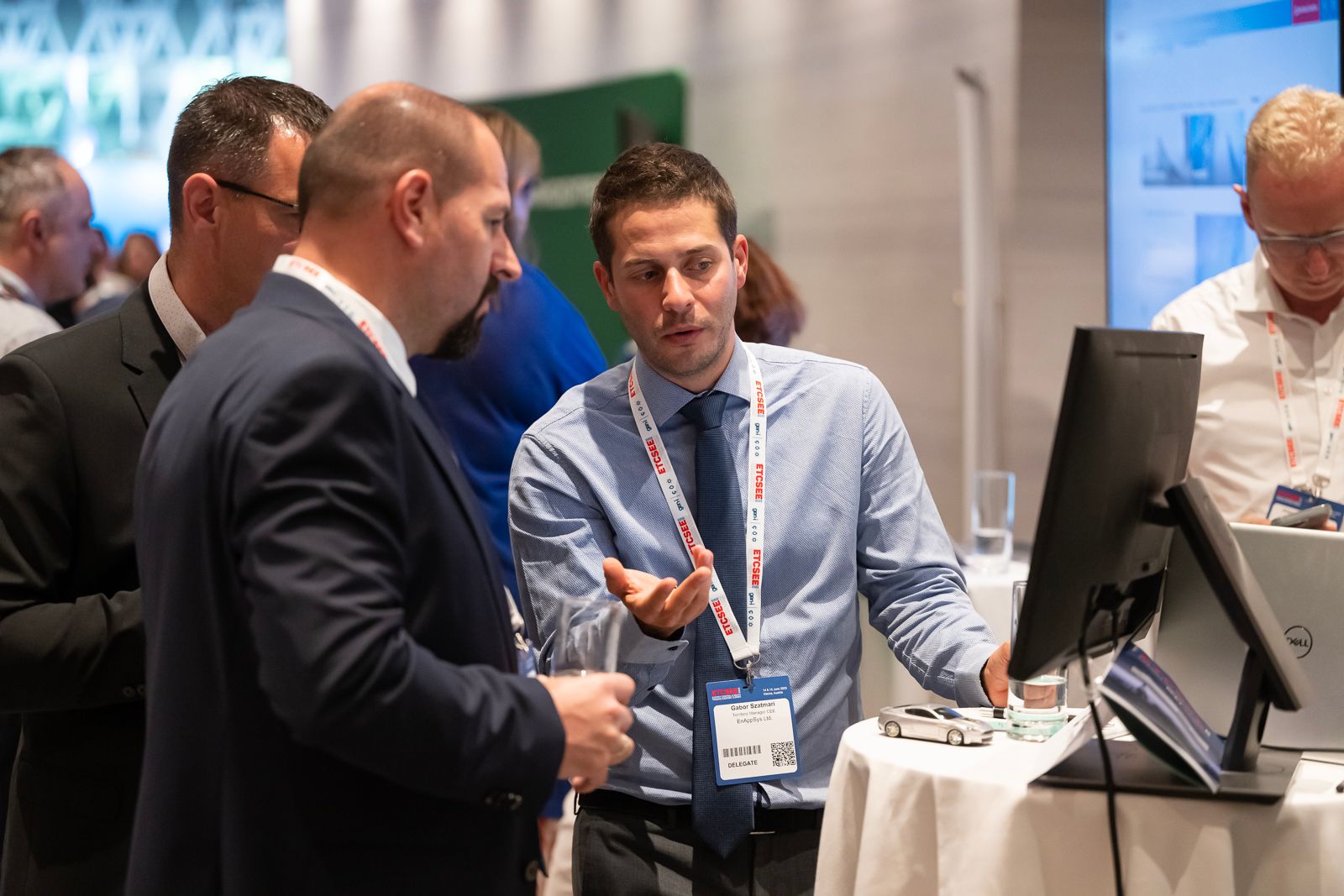 ETCSEE 2024 exhibitor presenting their solution to clients on the exhibition floor