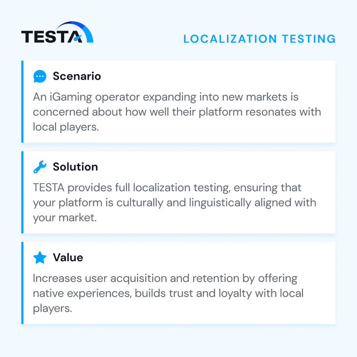 Localization testing for iGaming
