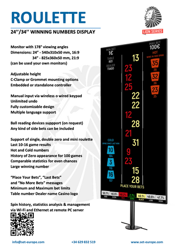 Roulette table display