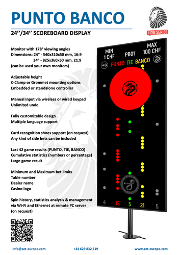 Punto Banco table display