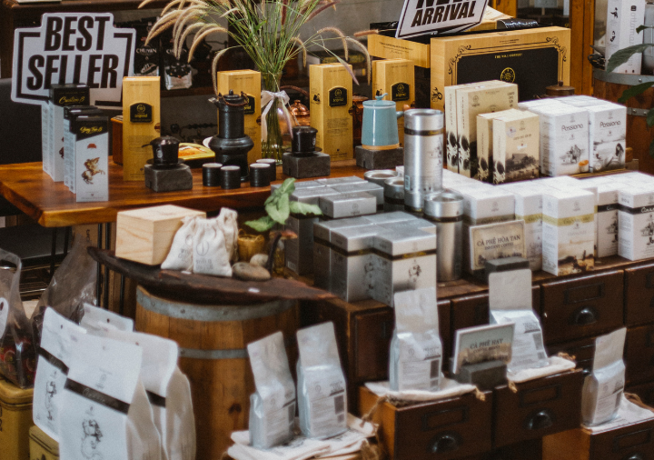 Display of Retail Items for Sales in a Coffee Shop