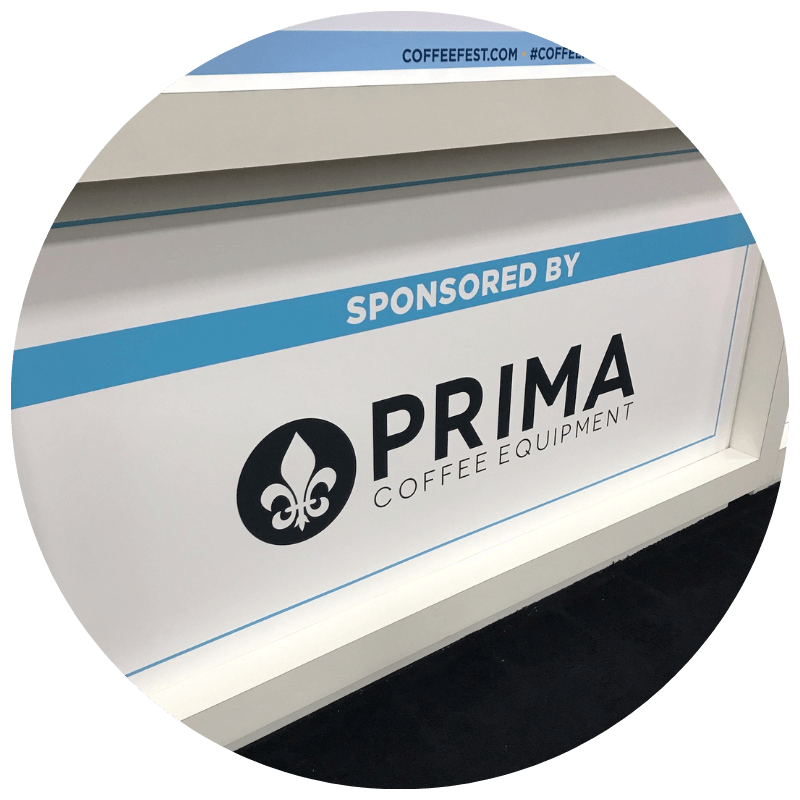 Prima Coffee Equipment Logo on Registration Kick Panels