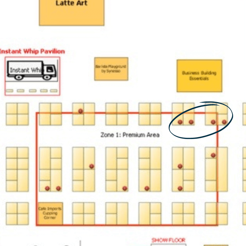 Enhanced exhibitor listing on floor plan
