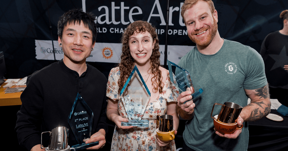 Coffee Fest New York 2026 LAWCO Winners (left to right): Andy Liang, Sean Ben-Zvi, Derrick Wessels