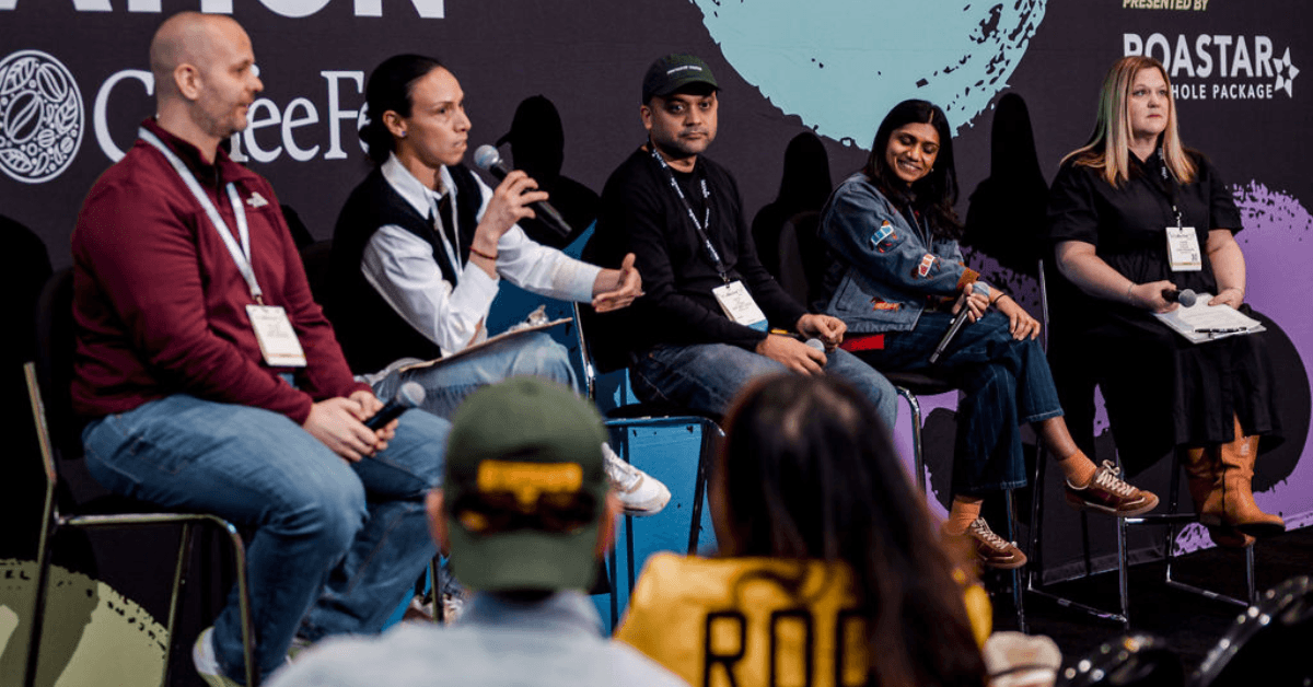 Pictured, left to right: Matthew Selivanow (Kafiex), Seidy Selivanow (Kafiex), Suyog Mody (DriftAway Coffee), Anu Menon (DriftAway Coffee) & Connie Blumhardt (Roast Magazine)