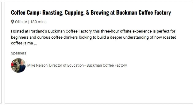 Coffee Camp at Buckman Coffee Factory