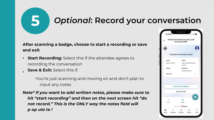 Optional: Record your conversation