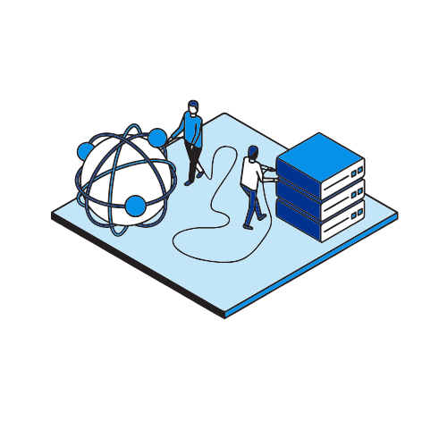 Graphic of exhibitor plugging data in to server