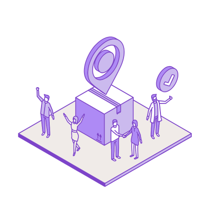 Graphic of: Attendees and exhibitors waving and shaking hands