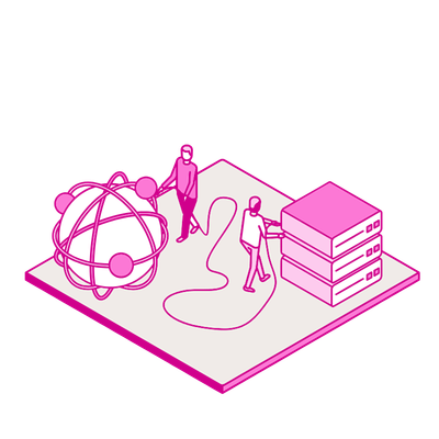 Graphic of exhibitor plugging data in to server