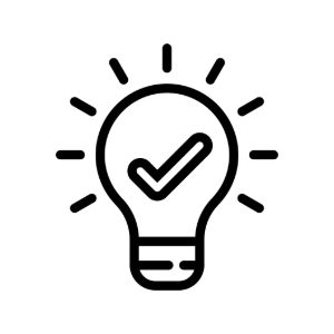 Icon of Light Bulb with Check