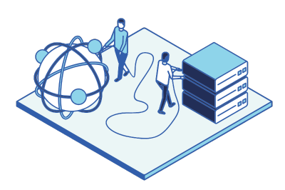 Graphic of exhibitor plugging data in to server