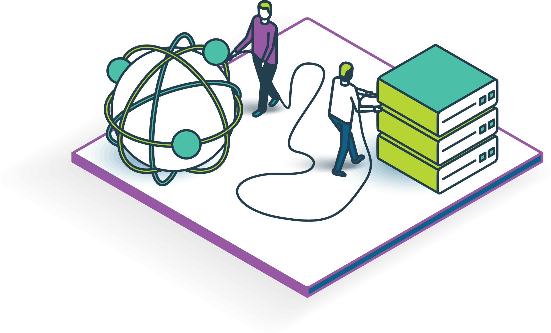 Graphic of exhibitor plugging data in to server