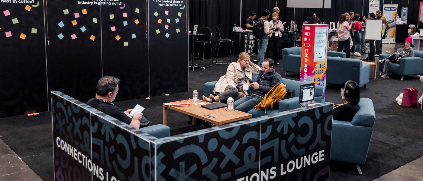 Attendees networking in Connections Lounge