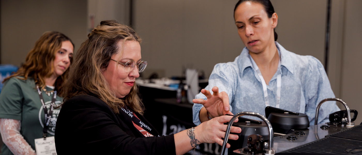 Terika Raak teaching hands-on training session in the Latte Art Venue