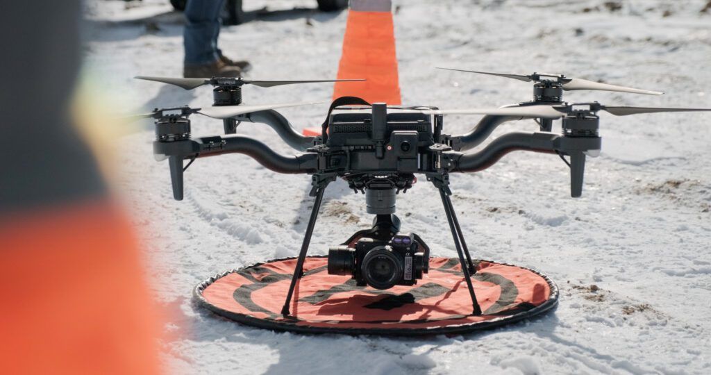 A state-of-the-art drone used to inspect utility equipment. Courtesy: Cyberhawk