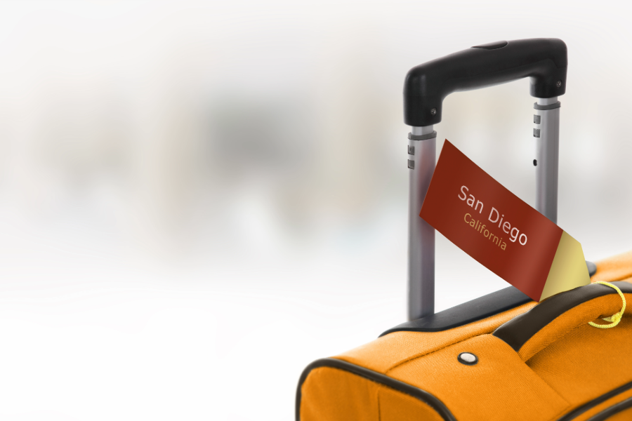Luggage with Tag to San Diego, CA