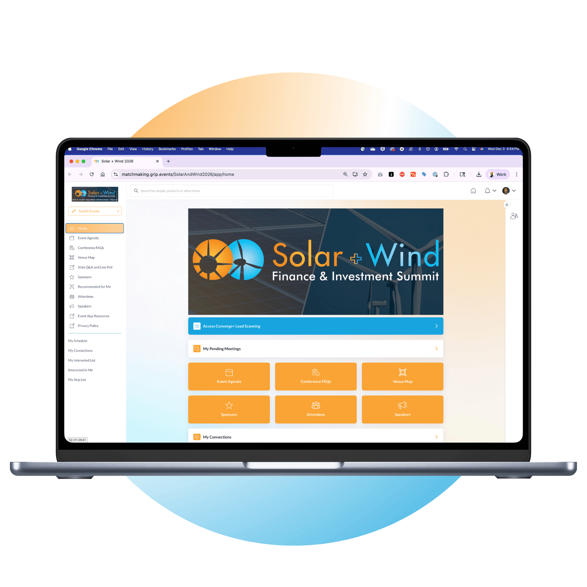 Solar + Wind event in the Infocast Events App