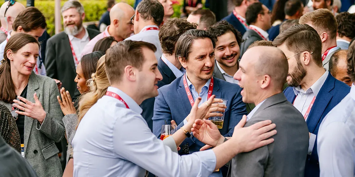 Business professionals enjoying meeting each other during a networking break