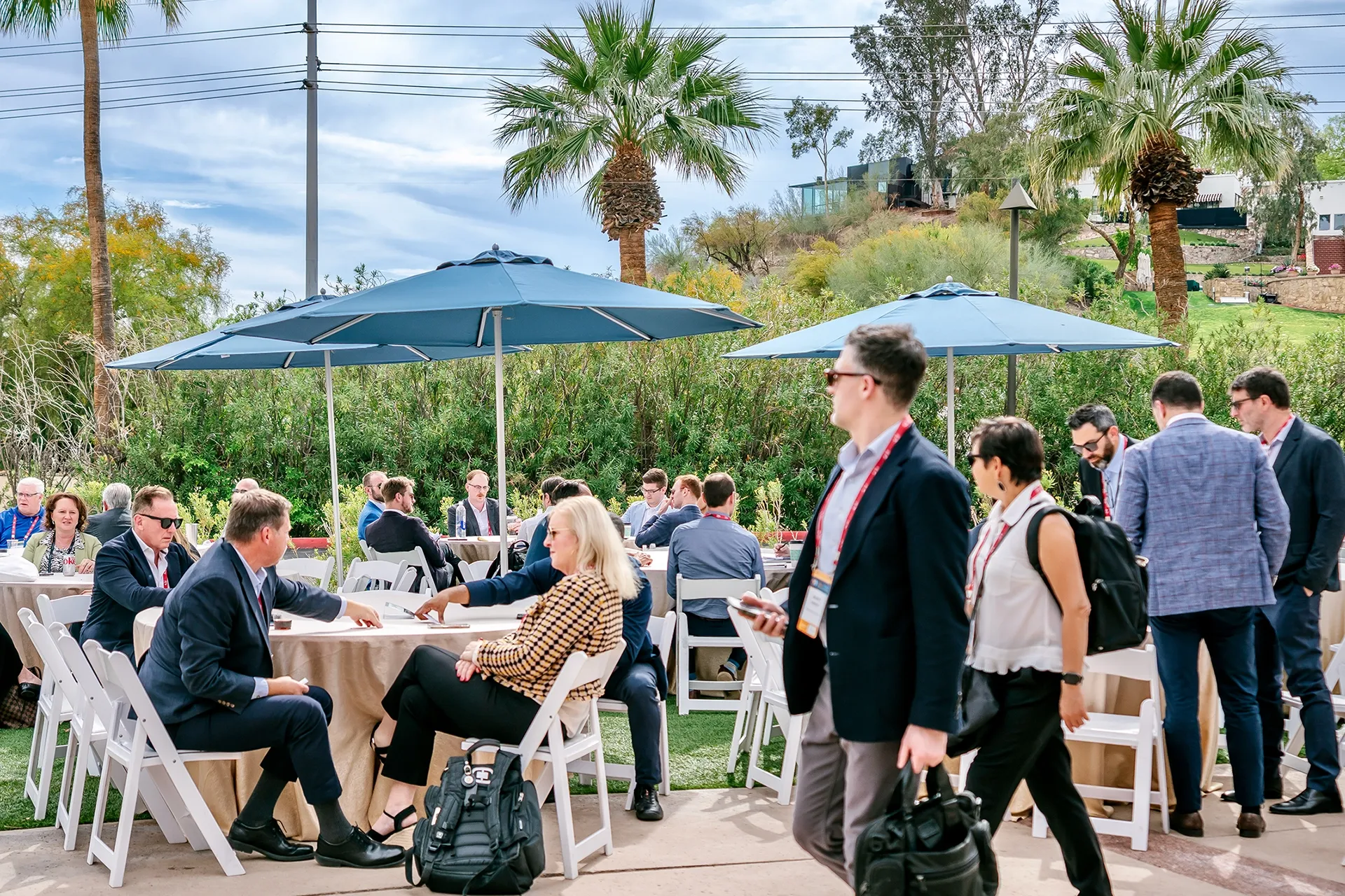 Outdoor seating area at Solar + Wind 2025