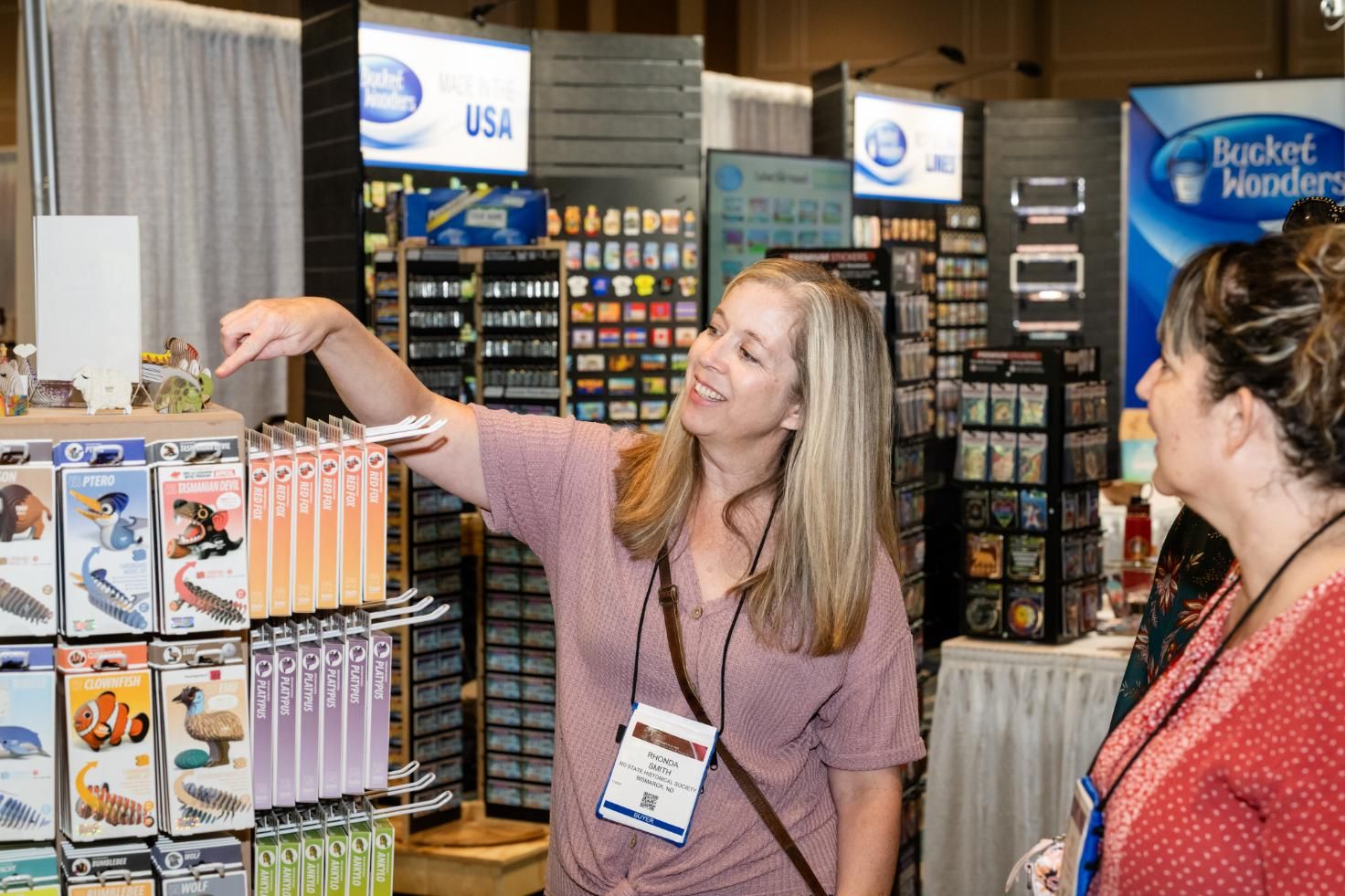 exhibitor showing customer products