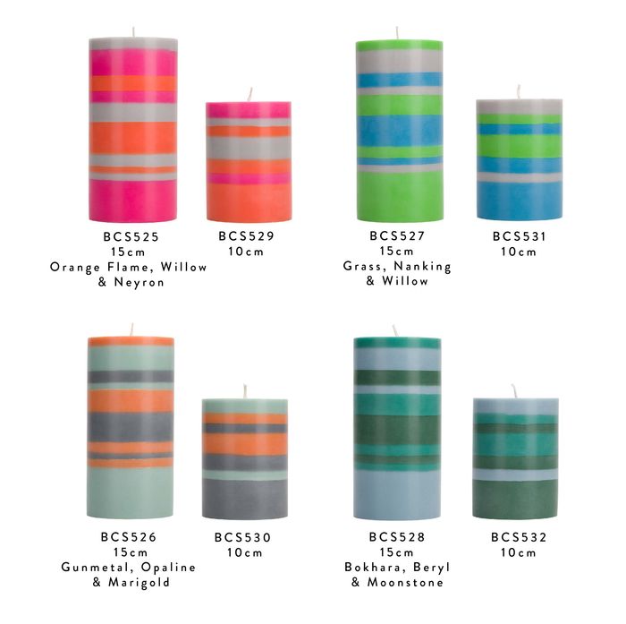 New! Striped Eco Pillar Candles