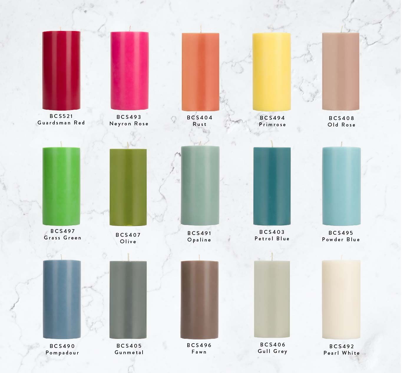 New! Solid Colour Eco Pillar Candles