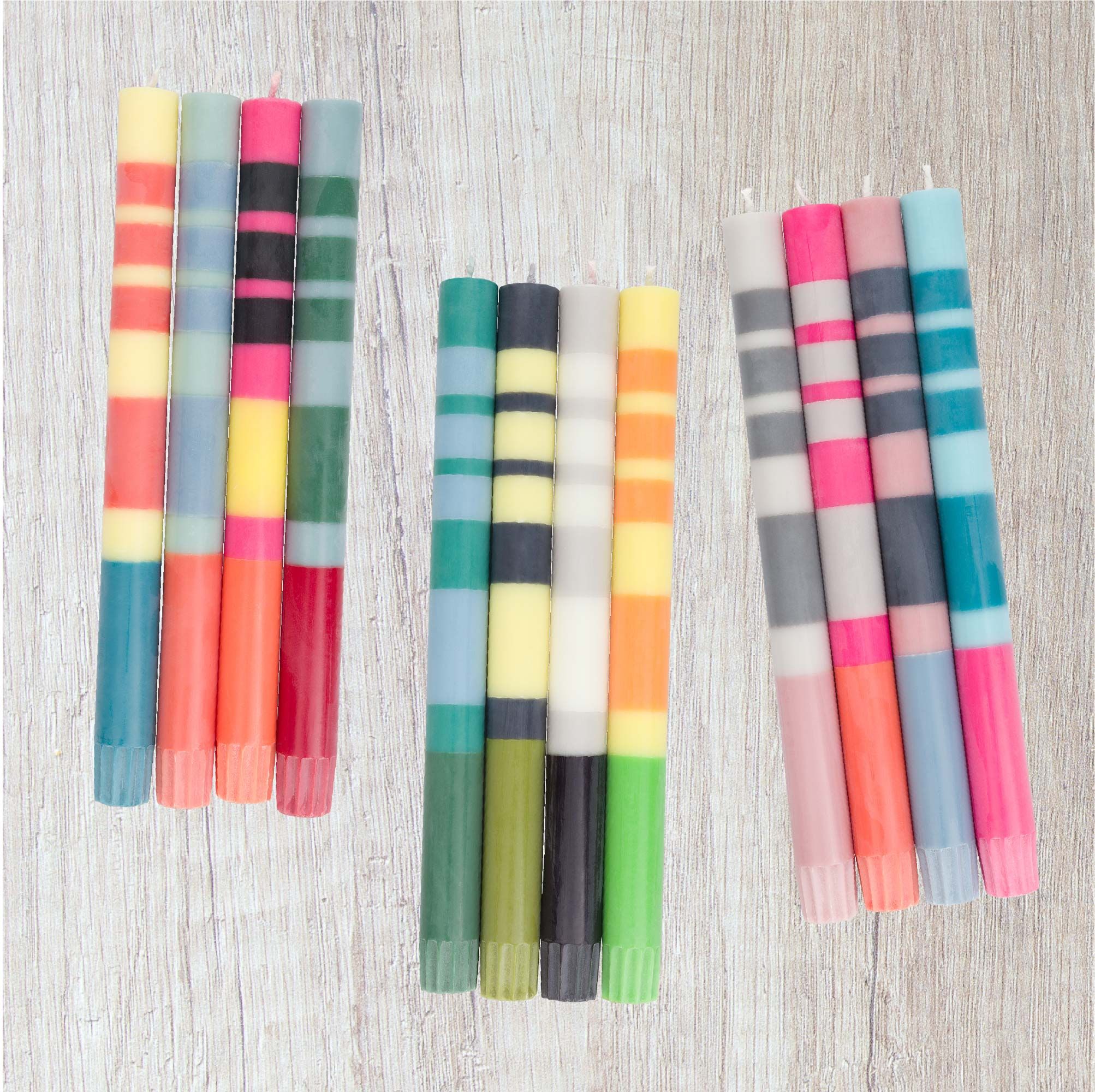 New! Striped Eco Dinner Candles