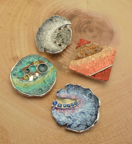 Silk and Stone Additions to Magnetic Brooch Collection