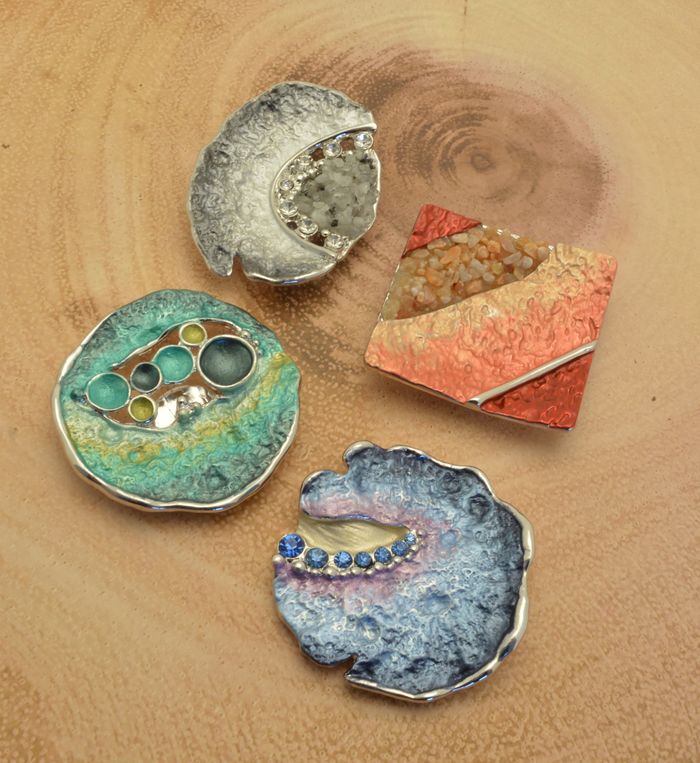 Silk and Stone Additions to Magnetic Brooch Collection