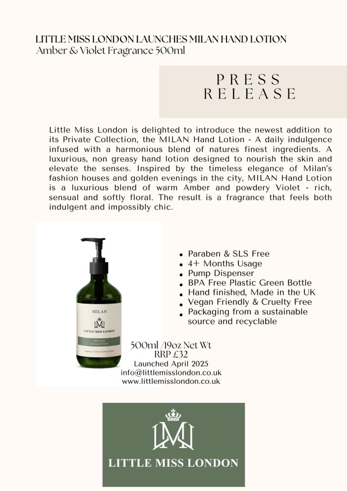 Milan Hand Lotion Launch Press Release