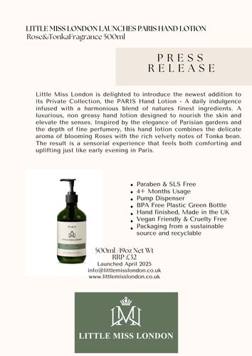 Paris Hand Lotion Launch Press Release
