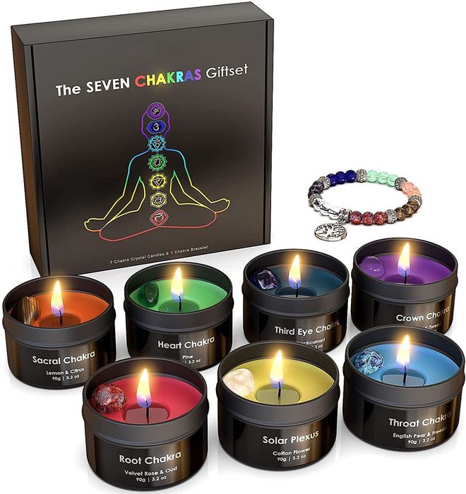 7 CHAKRA CRYSTAL CANDLE GIFT SET