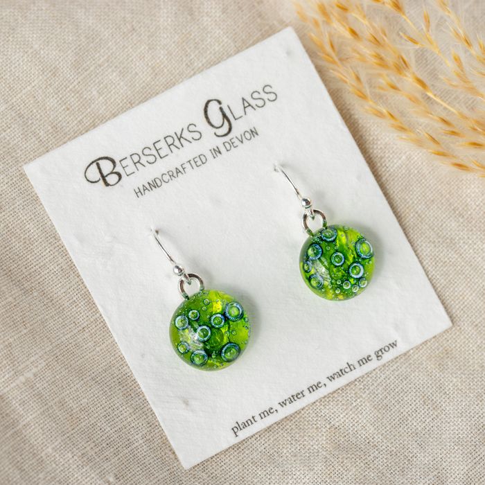 Handcrafted fused glass Drop Earrings