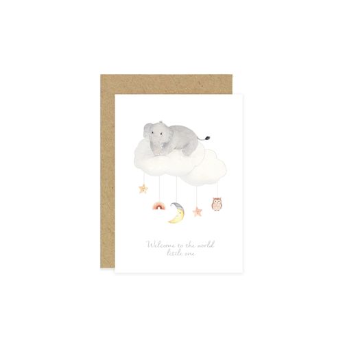 New Baby Card - Elephant & Cloud