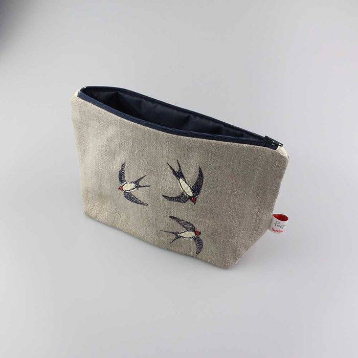 Embroidered make up bag - Swallows