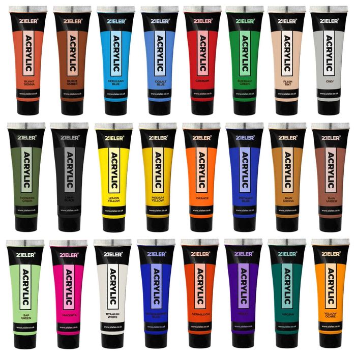 24 Premium Acrylic Paints (22ml Tubes)
