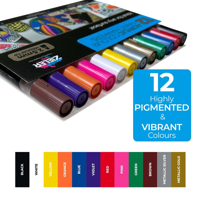 12 Acrylic Paint Marker Pens - 2.5mm
