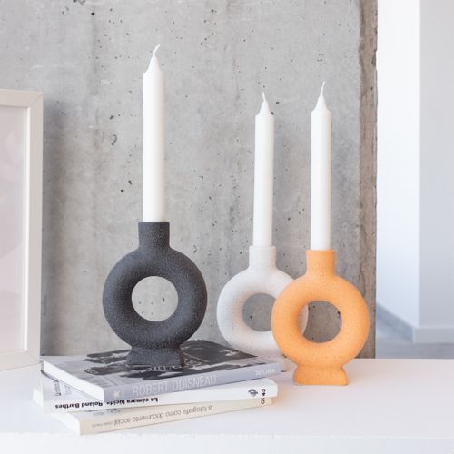 Ceramic Candle Holder - Black Oval