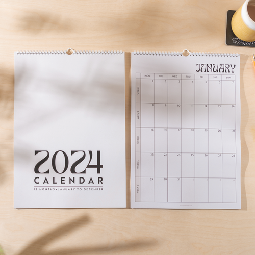 Large 2024 Year Calendar | Simply Neutral | A3
