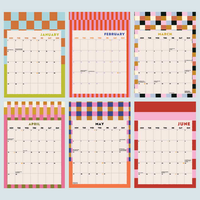 2024 Wall Calendar | Checks & Stripes | A4